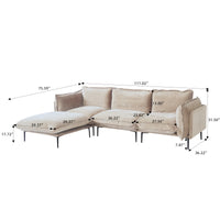 Deluxe Urban Cloud Sectional Sofas | 4-Piece Velvet Brown L-Shaped Sectionals 3-Seater With 1 Ottoman