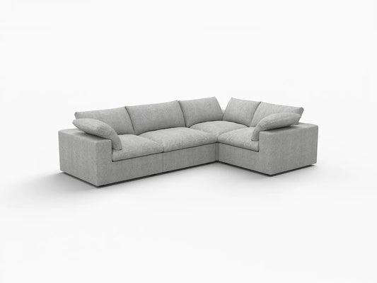 Deluxe Premium Cloud Sectional Sofa Covers | Light Grey Cotton and Linen Sofa Cover for 4-Seater