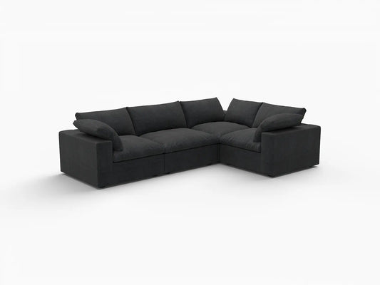 Deluxe Premium Cloud Sectional Sofa Covers | Black Cotton and Linen Sofa Cover for 4-Seater