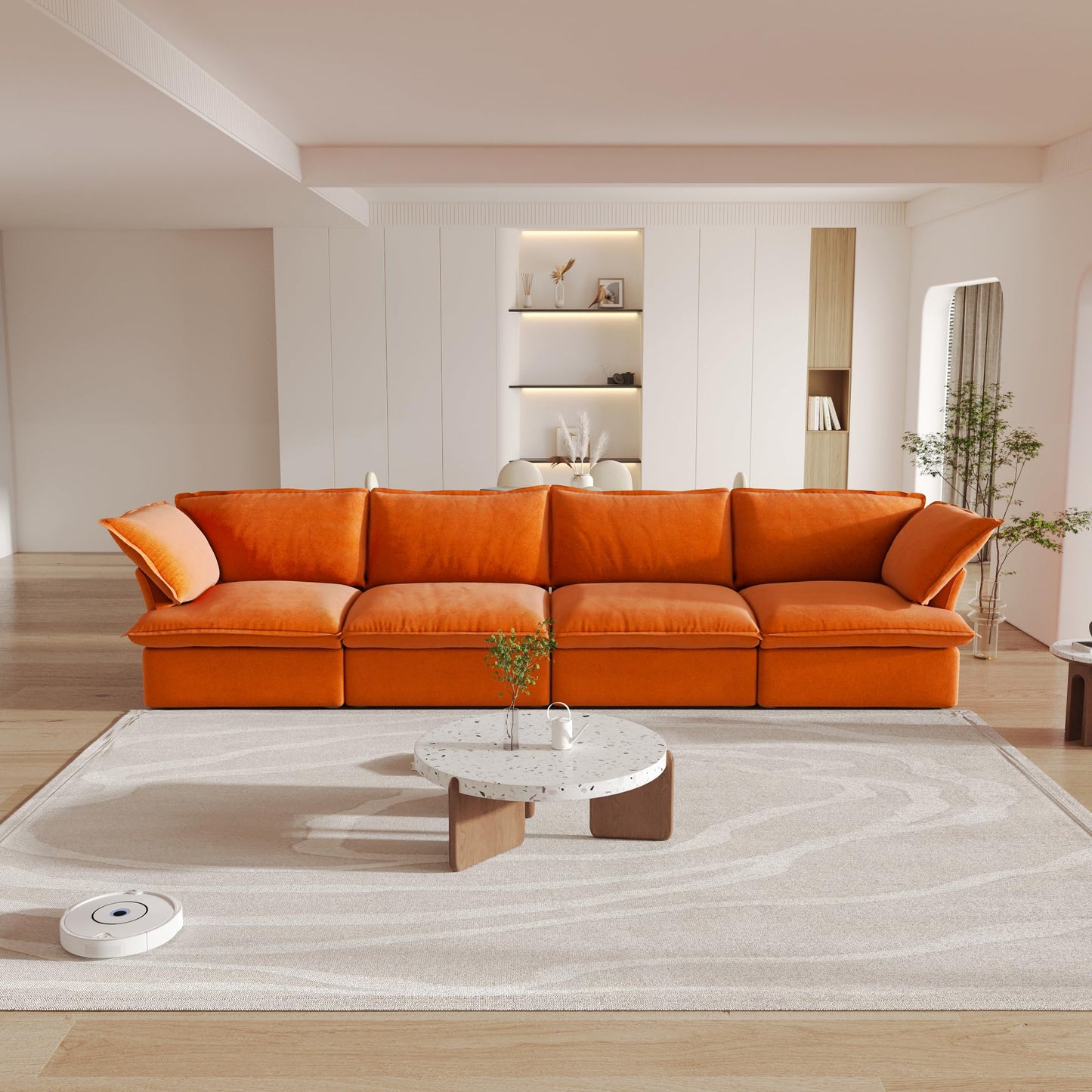 Sectional Couches for Living Room,82.66" Cloud Modular Sectional Sofa, Velvet Deep Couch,Cushion Covers Removable & Replaceable,LoveSofa,Blue