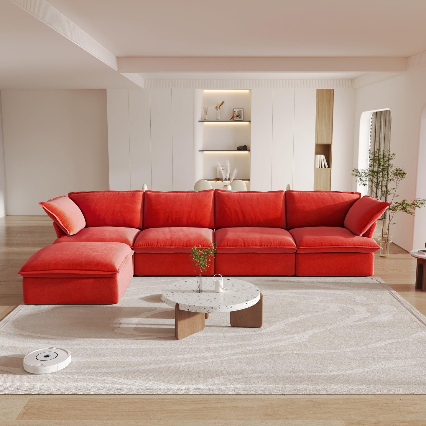 Sectional Couches for Living Room,82.66" Cloud Modular Sectional Sofa, Velvet Deep Couch,Cushion Covers Removable & Replaceable,LoveSofa,Blue