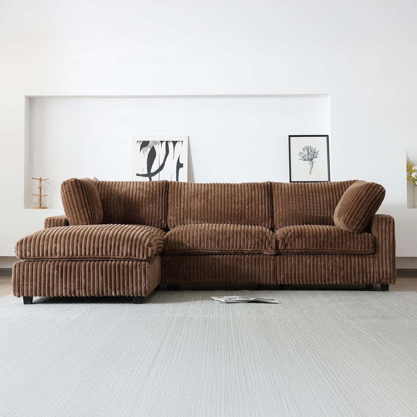 Cloud Couch Modular Sectional Sofa,157" Oversized U Shaped Couch with Ottoman,6 Seater Convertible Sofa,Comfy Plush Couches for Living Room,Covers Washable&Replaceable (White)