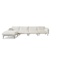 Deluxe Urban Cloud Sectional Sofas | 5-Piece Velvet Beige L-Shaped Sectionals 4-Seater With 1 Ottoman