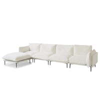 Deluxe Urban Cloud Sectional Sofas | 5-Piece Velvet Beige L-Shaped Sectionals 4-Seater With 1 Ottoman