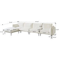 Deluxe Urban Cloud Sectional Sofas | 5-Piece Velvet Beige L-Shaped Sectionals 4-Seater With 1 Ottoman