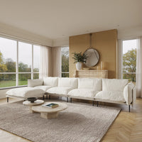 Deluxe Urban Cloud Sectional Sofas | 5-Piece Velvet Beige L-Shaped Sectionals 4-Seater With 1 Ottoman