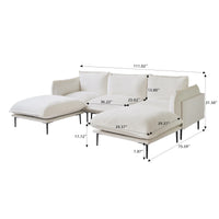 Deluxe Urban Cloud Sectional Sofas | 5-Piece Velvet Beige U-Shaped Sectionals 3-Seater With 2 Ottomans