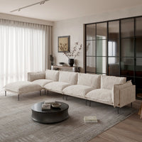 Deluxe Urban Cloud Sectional Sofas | 5-Piece Velvet Brown L-Shaped Sectionals 4-Seater With 1 Ottoman