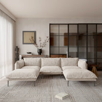 Deluxe Urban Cloud Sectional Sofas | 5-Piece Velvet Brown U-Shaped Sectionals 3-Seater With 2 Ottomans