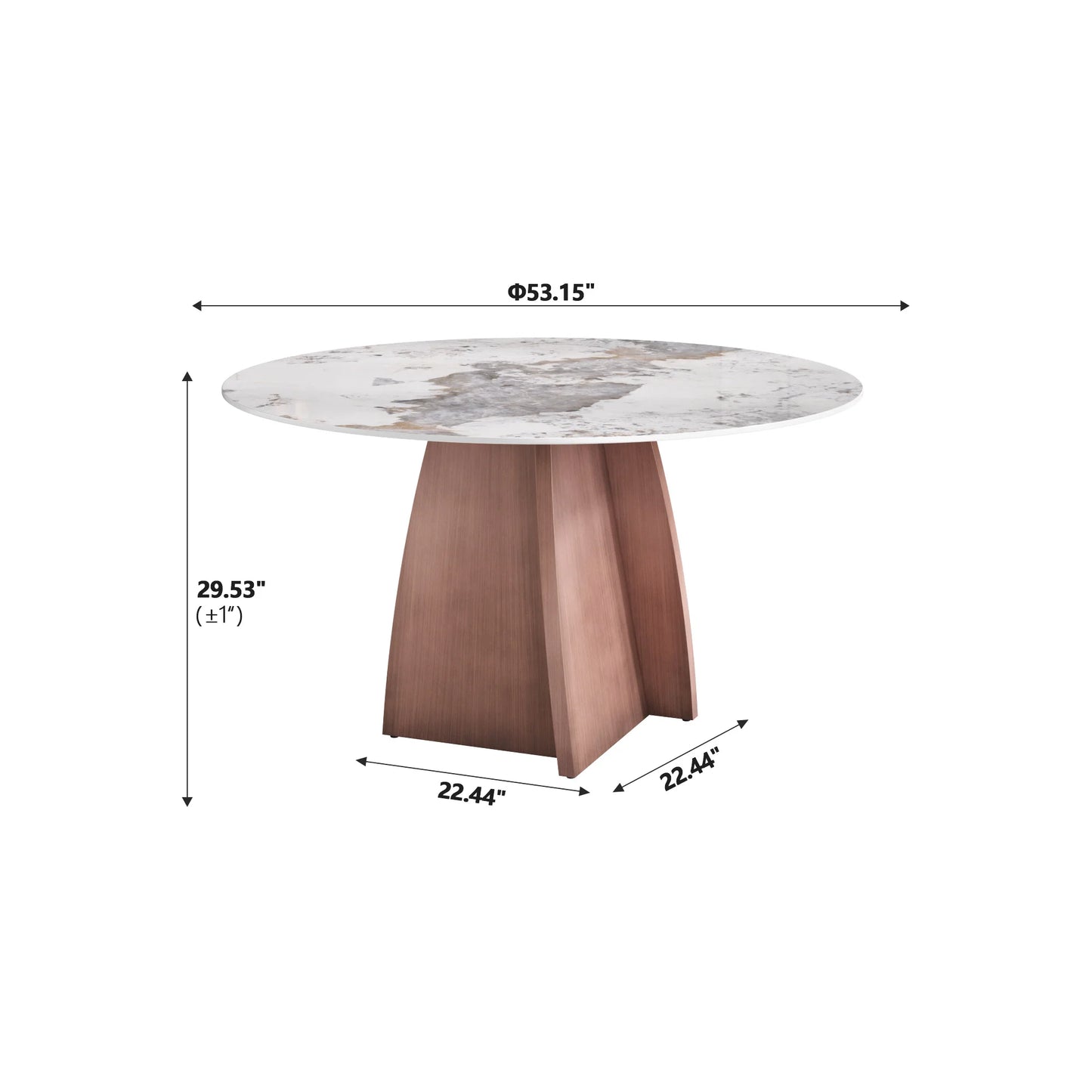 Marbella Sintered Stone Dining Table | 53" Pandora Round With Metal Base
