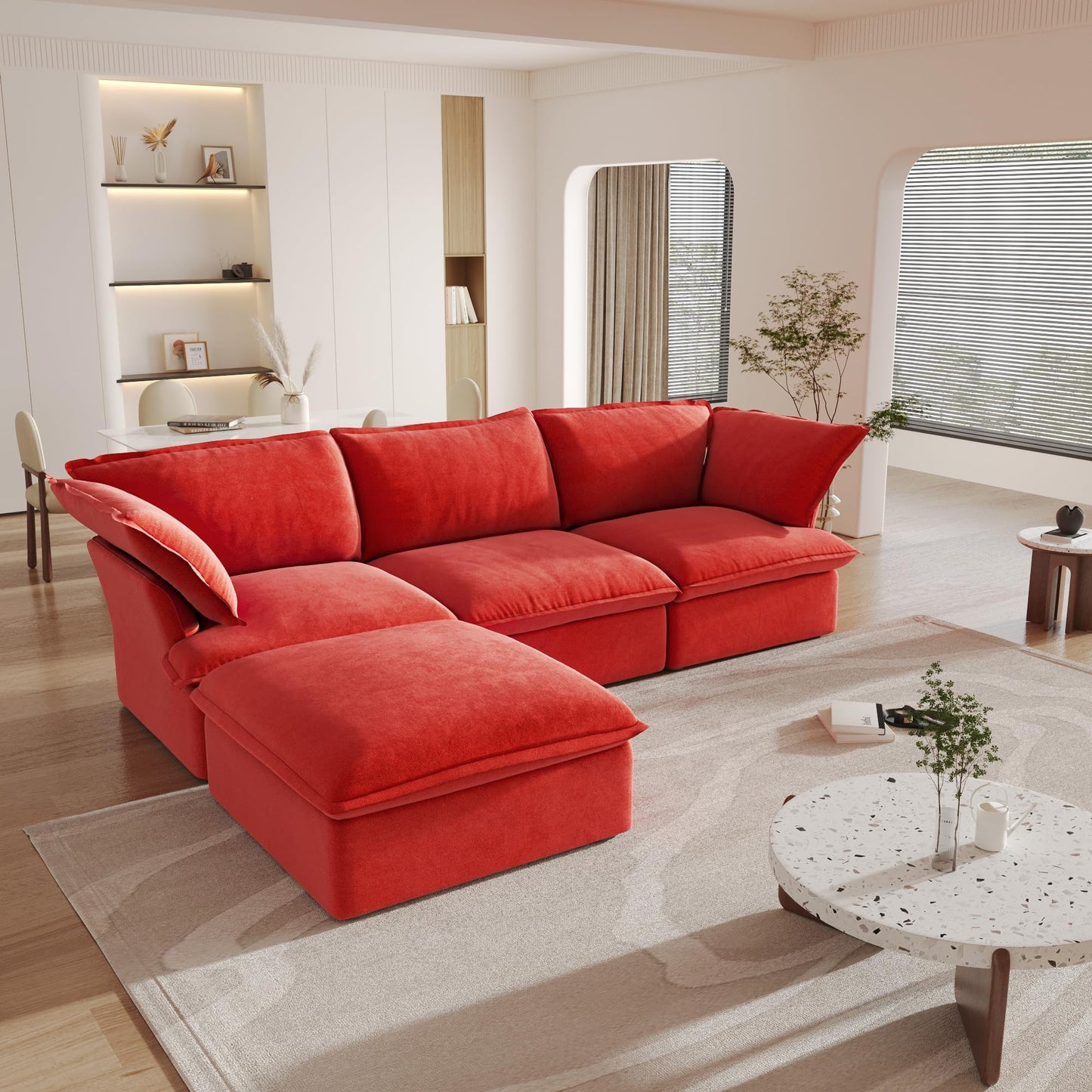 Sectional Couches for Living Room,82.66" Cloud Modular Sectional Sofa, Velvet Deep Couch,Cushion Covers Removable & Replaceable,LoveSofa,Blue