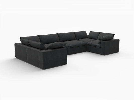 Deluxe Premium Cloud Sectional Sofa Covers | Black Cotton and Linen Sofa Cover for 6-Seater