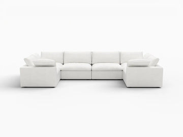 Deluxe Premium Cloud Sectional Sofa Covers | White Cotton and Linen Sofa Cover for 6-Seater