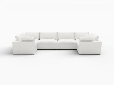 Deluxe Premium Cloud Sectional Sofa Covers | White Cotton and Linen Sofa Cover for 6-Seater