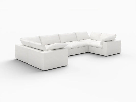Deluxe Premium Cloud Sectional Sofa Covers | White Cotton and Linen Sofa Cover for 6-Seater