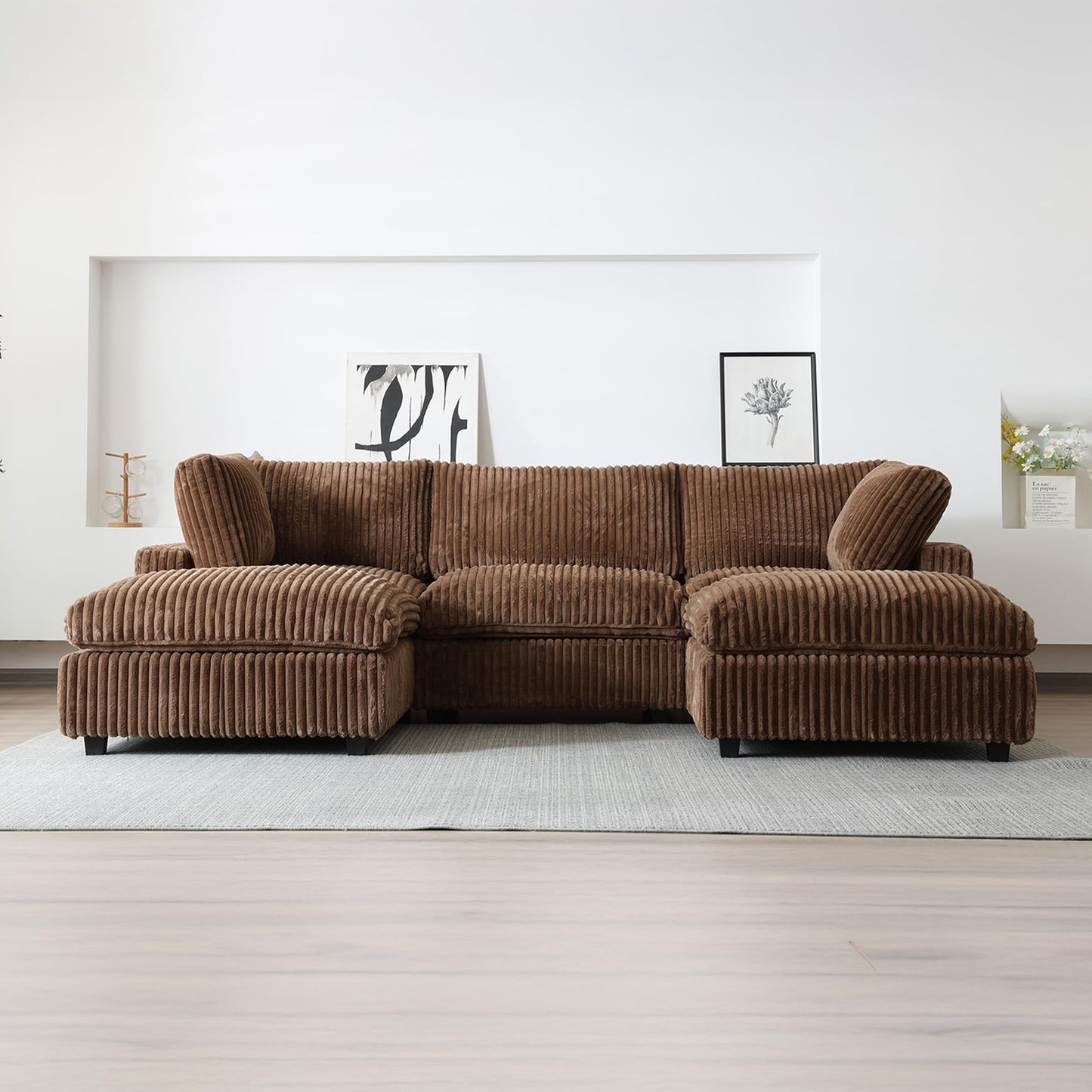 Cloud Couch Modular Sectional Sofa,157" Oversized U Shaped Couch with Ottoman,6 Seater Convertible Sofa,Comfy Plush Couches for Living Room,Covers Washable&Replaceable (White)