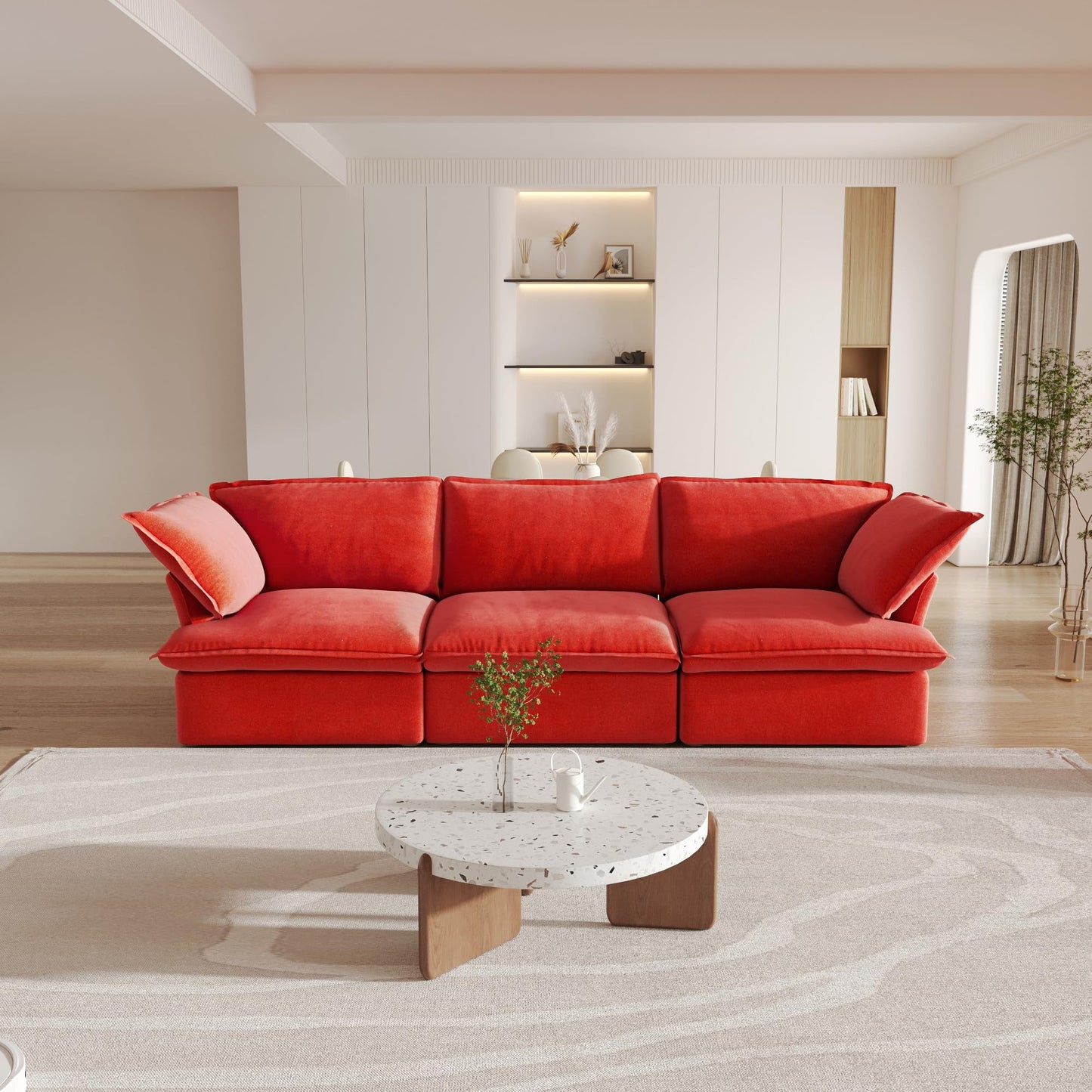 Sectional Couches for Living Room,82.66" Cloud Modular Sectional Sofa, Velvet Deep Couch,Cushion Covers Removable & Replaceable,LoveSofa,Blue