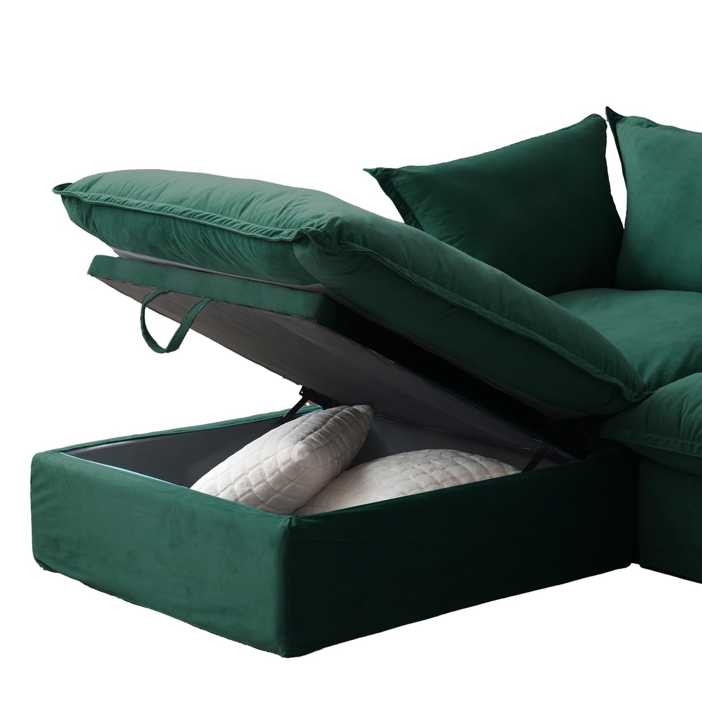 Sectional Couches for Living Room,82.66" Cloud Modular Sectional Sofa, Velvet Deep Couch,Cushion Covers Removable & Replaceable,LoveSofa,Blue