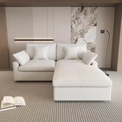 Deluxe Slope Cloud Sectional Sofas | 3-Piece Linen White Chaise Sectionals 80" Modular Design 2-seaters