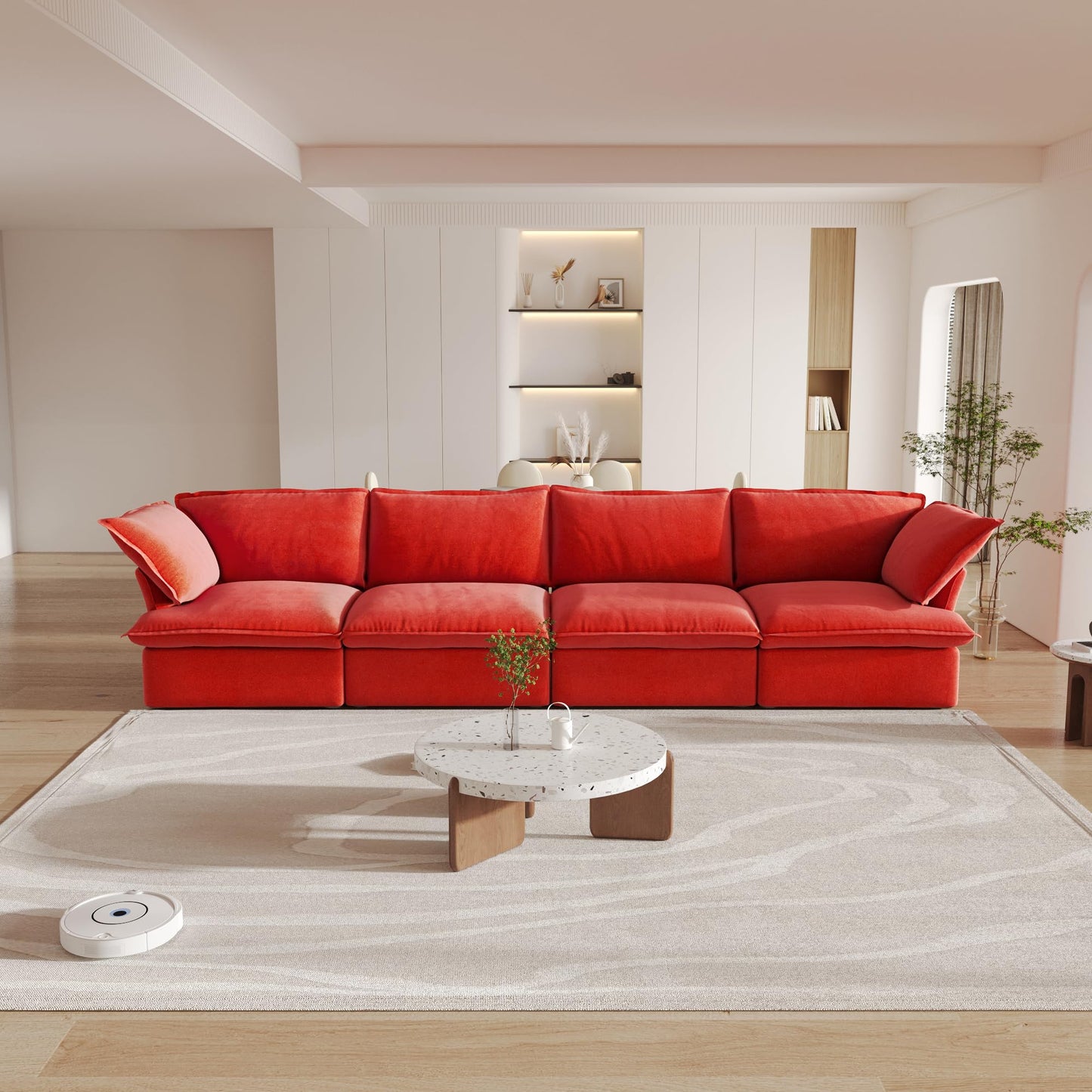 Sectional Couches for Living Room,82.66" Cloud Modular Sectional Sofa, Velvet Deep Couch,Cushion Covers Removable & Replaceable,LoveSofa,Blue