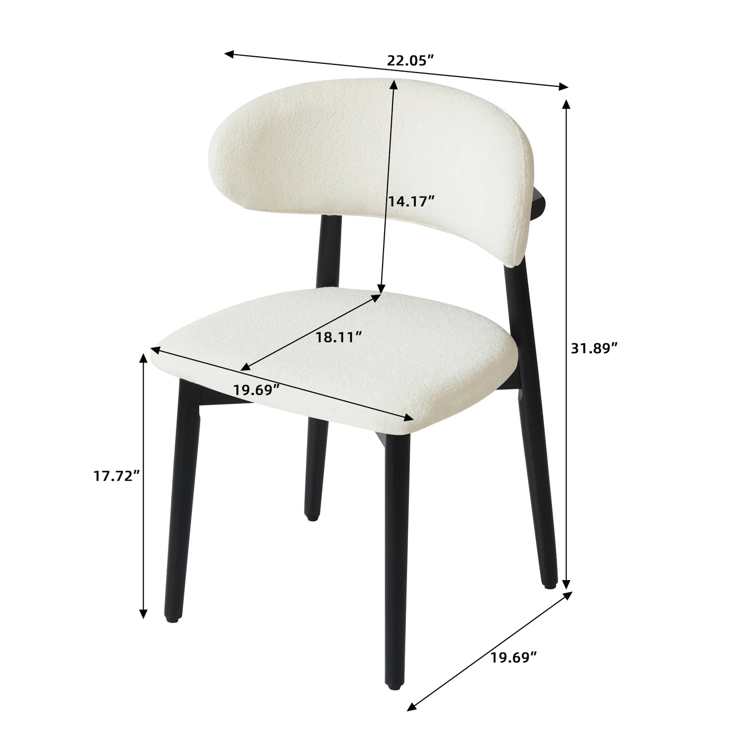 Arctic Curved Back Dining Chair | White Bouclé Set of 2