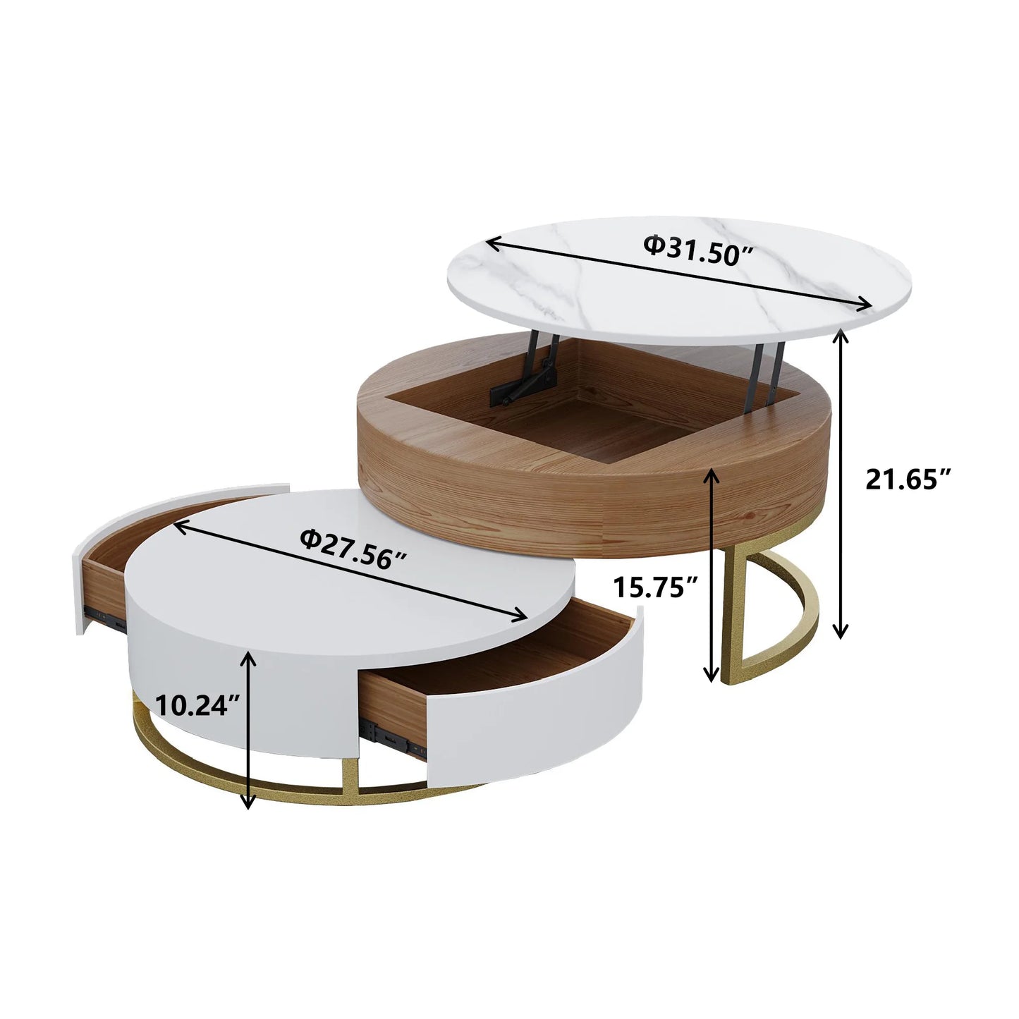 Aura Wood Coffee Table | 32" Walnut Round With Nesting