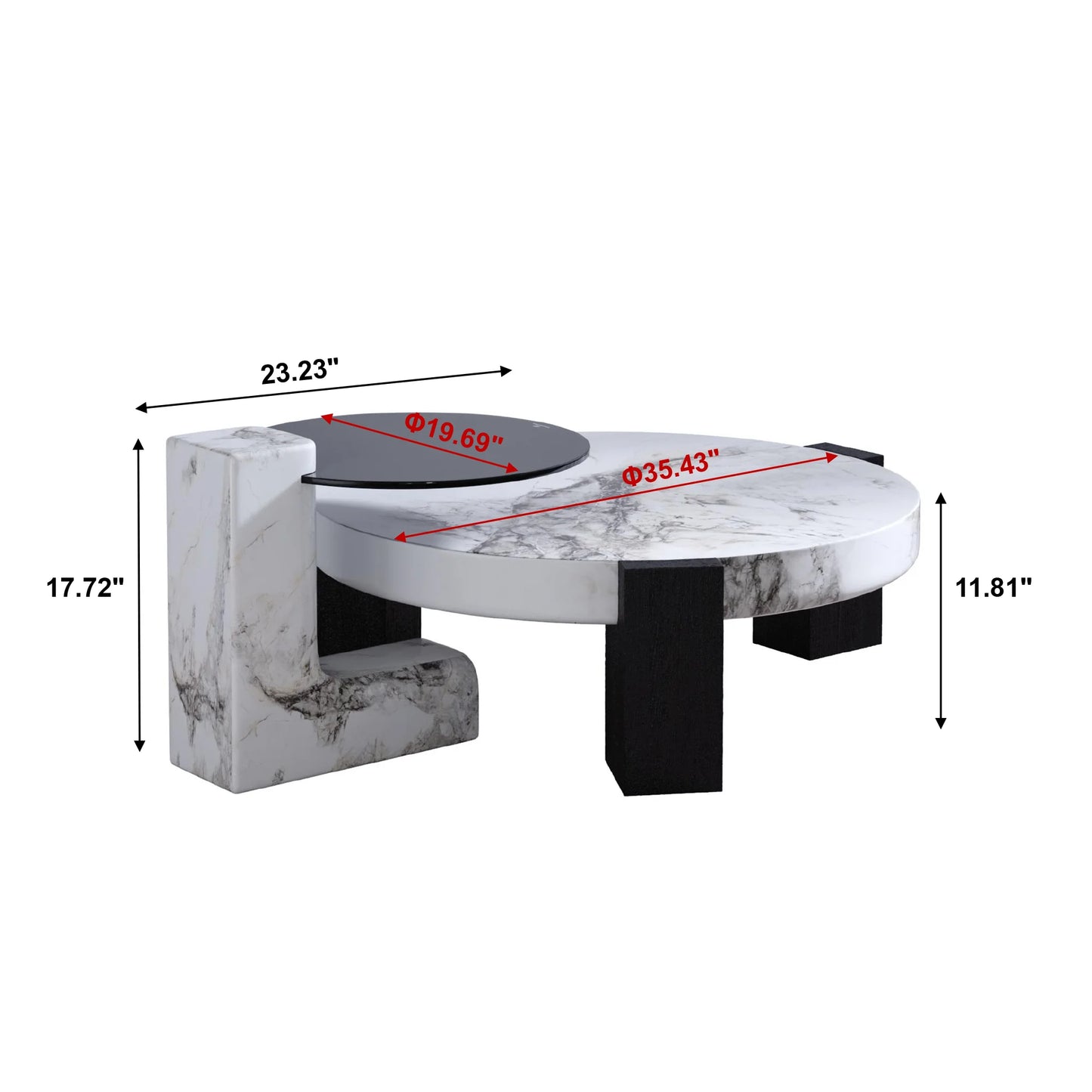 Aura Wood Coffee Table | 36" Monochrome Round With Nesting