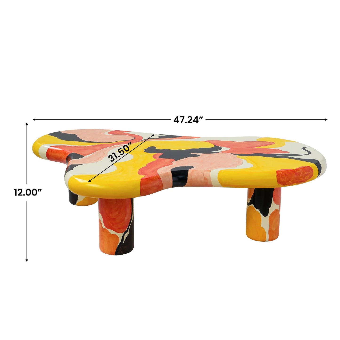 Mesa de centro Aura Wood | 122 cm, multicolor, irregular, con 3 patas