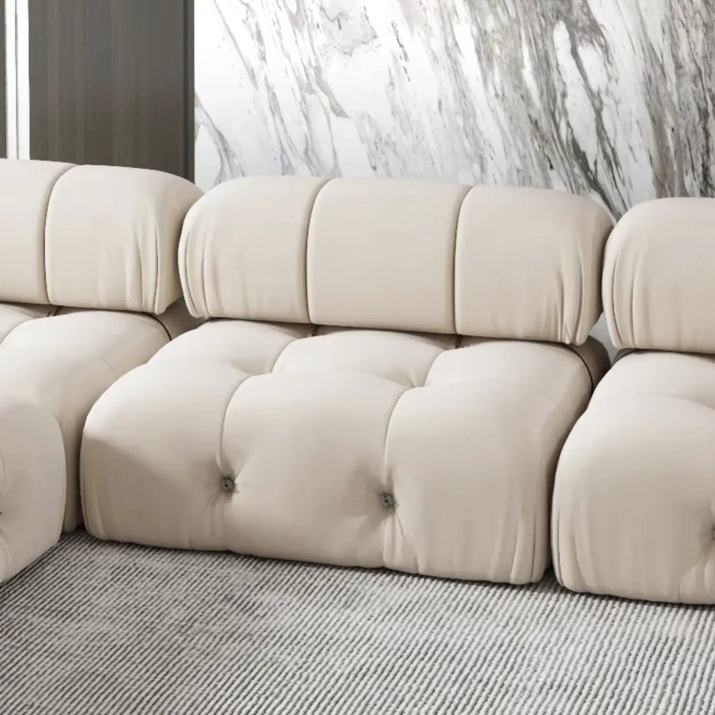Matrix Minimalist Modular Sofas | Beige Velvet Armless Single Sofa 1-seater