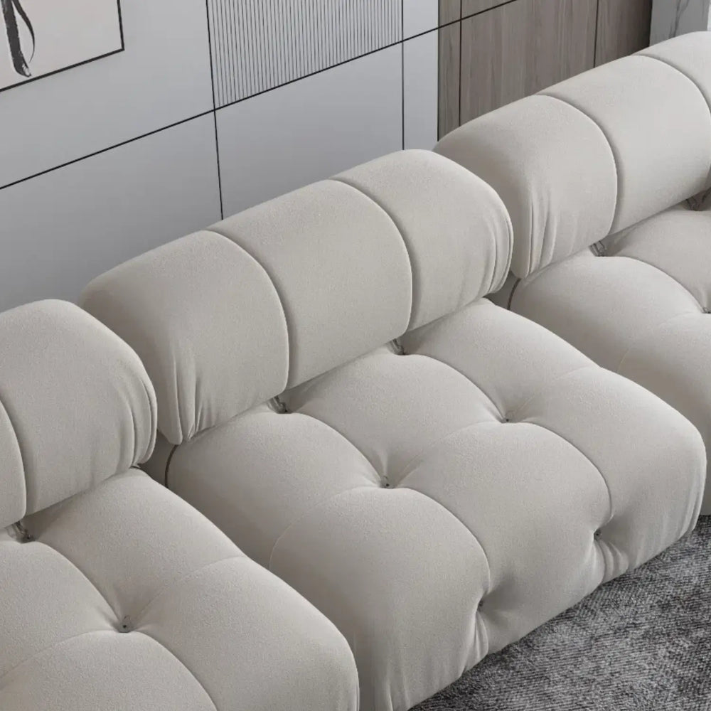 Matrix Minimalist Modular Sofas | 1-Piece Beige Velvet Armless Single Sofa 1-Seater