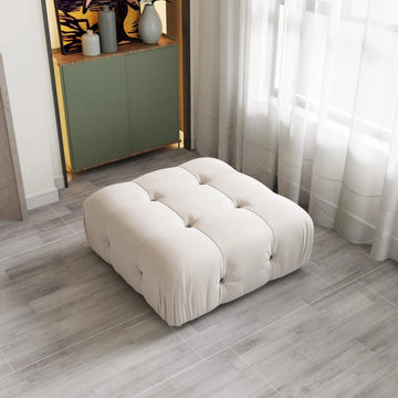 Otomana modular Matrix Beige | 1 pieza, tela de terciopelo, espacio pequeño
