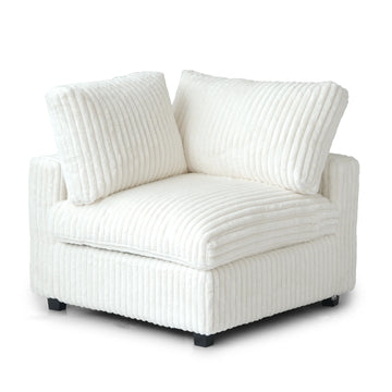 Deluxe Classic Cloud Sectional Sofas Covers | Beige Plush Fabric Sofa Cover for Side Seat