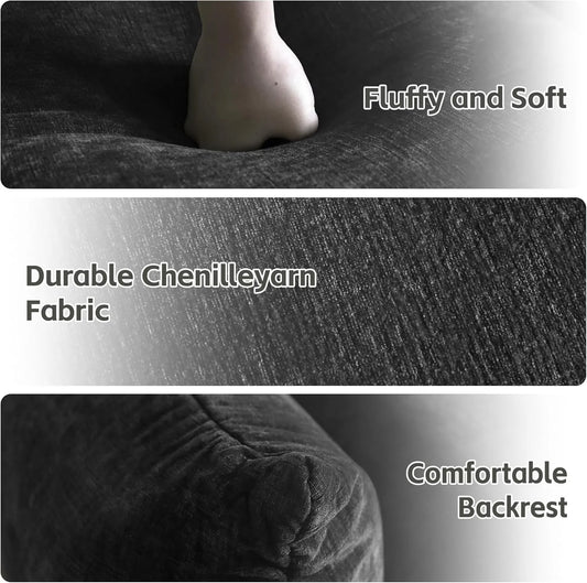 Sofás seccionales modernos Matrix | Sofá individual de chenilla negra de una pieza