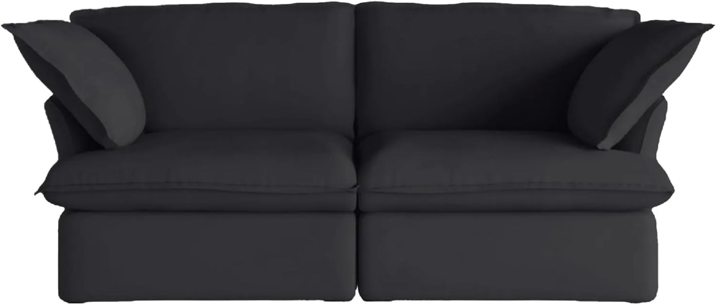 Deluxe Linen Cloud Sectional Sofas | Black Cotton and Linen Loveseats 2-seaters