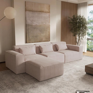 Matrix Classic Sectional Sofas | 3-Piece Brown Corduroy L shaped Sectionals 3-seaters