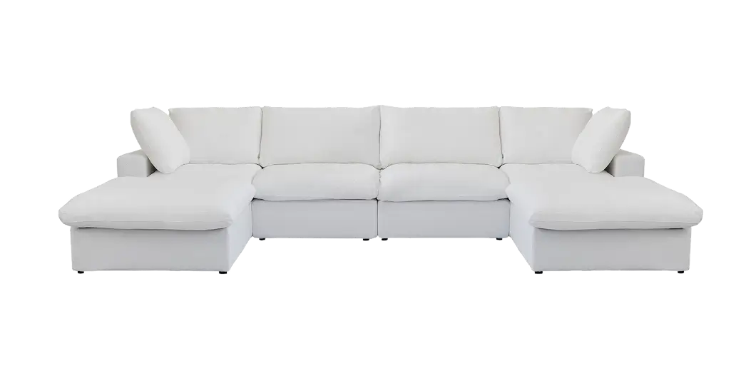 Deluxe Slope Cloud Sectional Sofas | Linen White U-shaped Sectionals 160