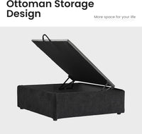 Deluxe Linen Cloud Sectional Sofas | 6-Piece Black Cotton and Linen U Shaped Sectionals 4-seaters