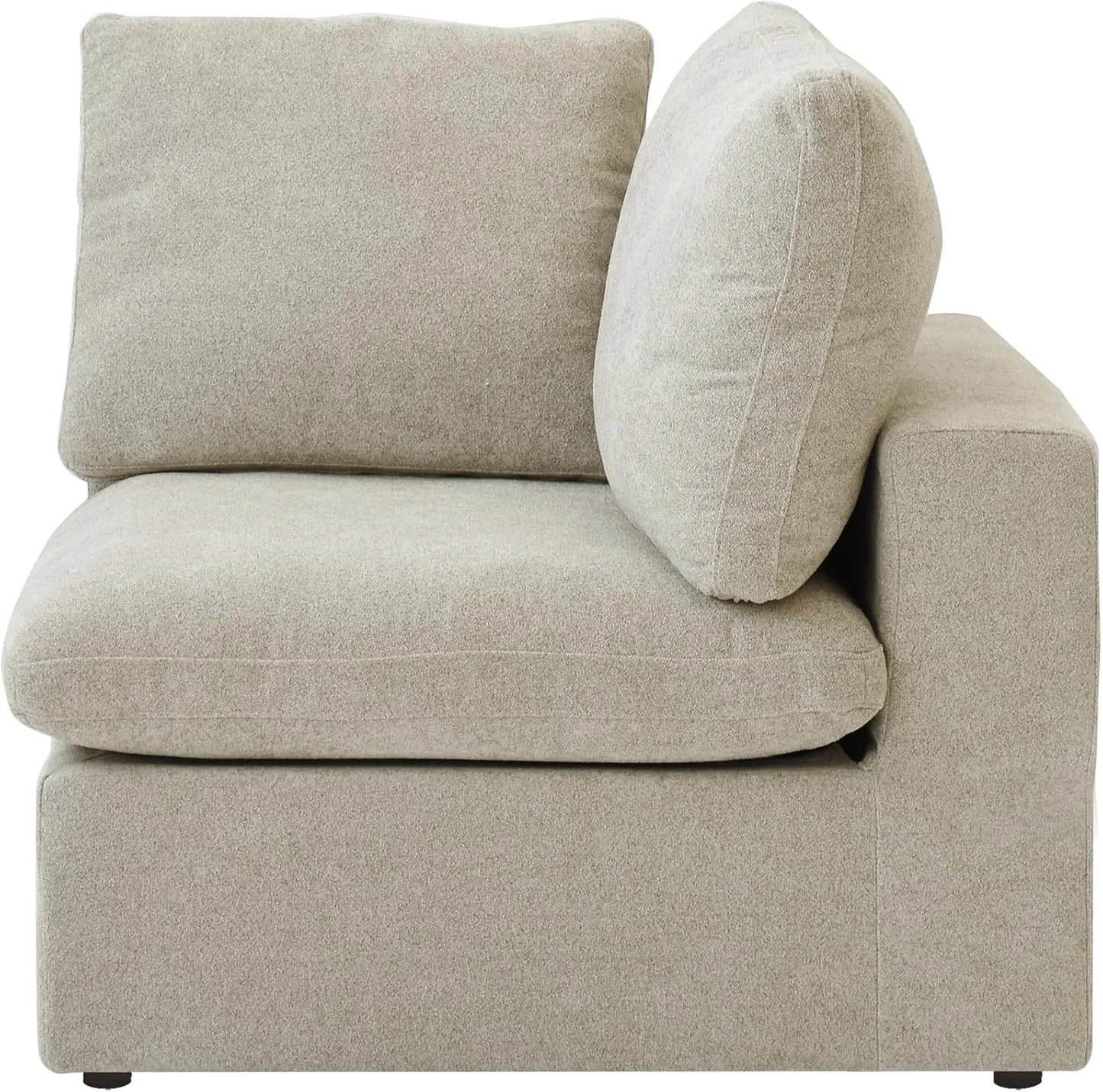 Deluxe Premium Cloud Sectional Sofas | Khaki Cotton and Linen Armless Single Sofa 1-seater