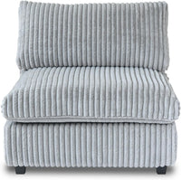 Deluxe Classic Cloud Sectional Sofas | 1-Piece Light GreyPlush Fabric Armless Single Sofa 1-seater