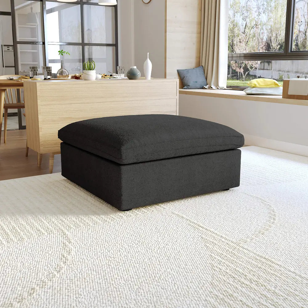 Deluxe Premium Cloud Sectional Sofas | Cotton and Linen Black Ottomans 40" Removable & Washable Covers