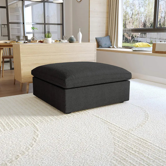 Deluxe Premium Cloud Sectional Sofas | 1-Piece Cotton and Linen Black Ottomans 40" Removable & Washable Covers