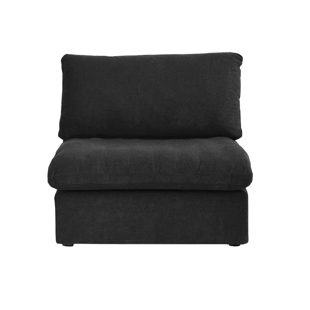 Deluxe Premium Cloud Sectional Sofas | Cotton and Linen Black Single Sofa 40" Cloud-Like Backrest Pillows 1-seater