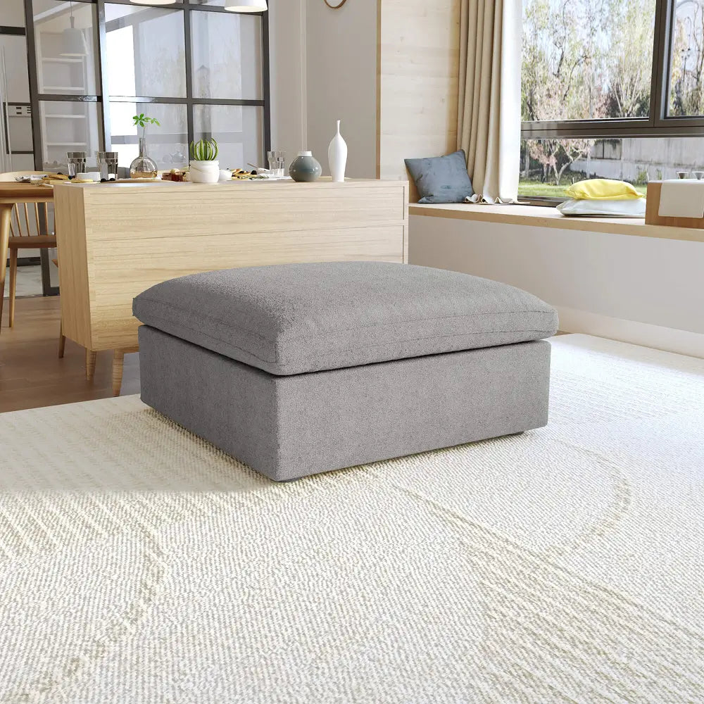 Deluxe Premium Cloud Sectional Sofas | Cotton and Linen Light Grey Ottomans 40" Removable & Washable Covers