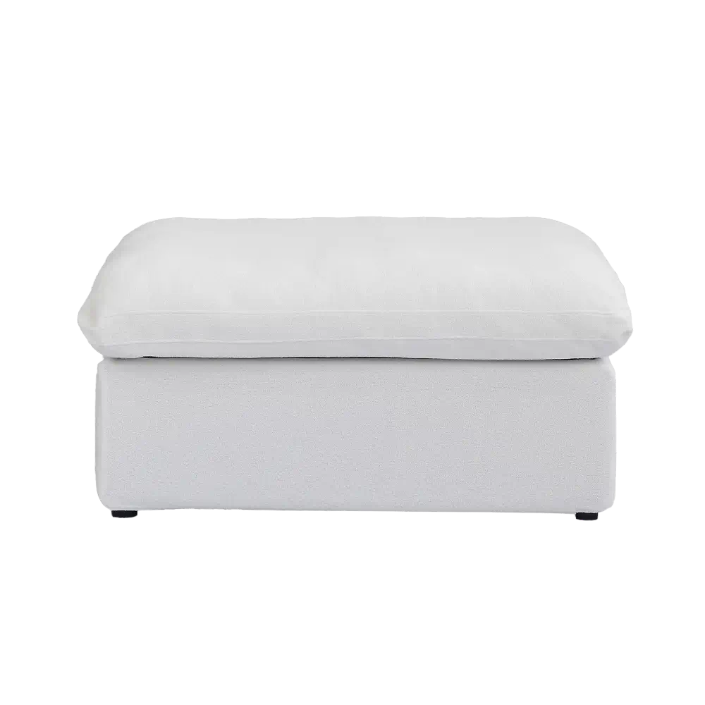 Deluxe Premium Cloud Sectional Sofas | 1-Piece Cotton and Linen White Ottomans 40" Removable & Washable Covers