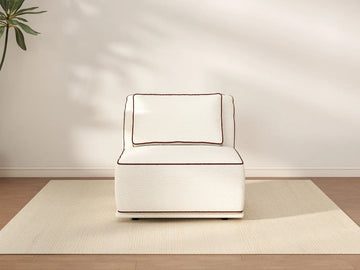 Deluxe Cloud 1-Seater Beige Small Space Single Sofa | 1-Piece, Bouclé Sherpa-Like Fabric, Easy To Clean