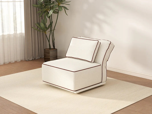 Deluxe Cloud 1-Seater Beige Small Space Single Sofa | 1-Piece, Bouclé Sherpa-Like Fabric, Easy To Clean