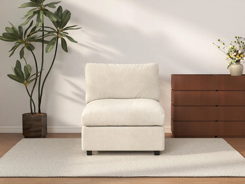 Sofá individual Deluxe Cloud de 1 plaza beige para espacios pequeños | 1 pieza, tela de chenilla mezcla de lino, acento para sala de estar, fácil de limpiar