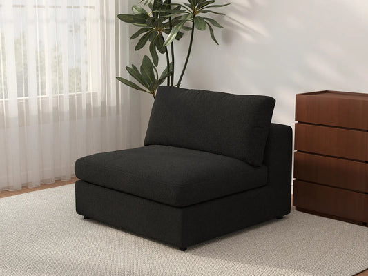 Sofá individual Deluxe Cloud de 1 plaza negro | 1 pieza, tela tipo borrego buclé, decorativo para sala de estar, fundas de cojín lavables