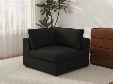 Deluxe Cloud 1-Seater Black Single Sofa | 1-Piece, Bouclé Sherpa-Like Fabric, Living Room Accent, Washable Cushion Covers