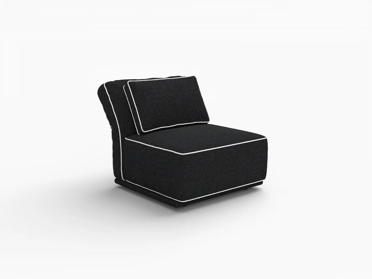 Deluxe Cloud 1-Seater Black Small Space Single Sofa | 1-Piece, Bouclé Sherpa-Like Fabric, Easy To Clean